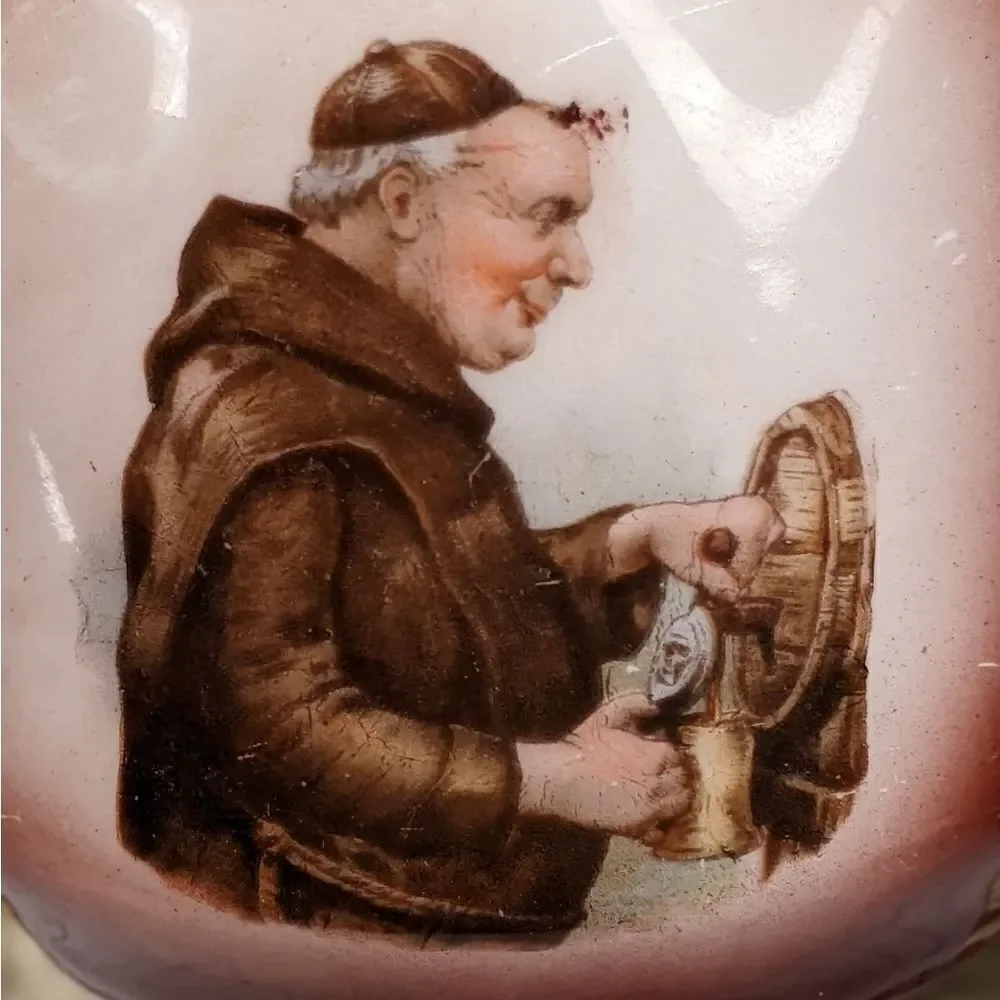 Vintage Creamer Pitcher w/ Monk Pouring a Stein of Beer - Made in Germany